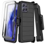 KECAI for Motorola Moto G Power/G Play 2025 Case with Belt Clip Holster,2X Screen Protector,Heavy Duty Shockproof Drop Protection Military Grade Durable Full Body Phone Cover with Kickstand (Black)