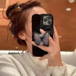 Ins Black Butterfly Mobile Phone Grip Holder Socket Pocket Support  for IPone Finger Ring Griptok Expanding Stand Cute Stands