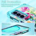 LONTECT for Moto Edge 2021 Case, Floral Shockproof 3 in 1 Heavy Duty Hybrid Sturdy High Impact Protective Cover Case, Rose Flower Garden