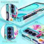 LONTECT for Moto Edge 2021 Case, Floral Shockproof 3 in 1 Heavy Duty Hybrid Sturdy High Impact Protective Cover Case, Rose Flower Garden