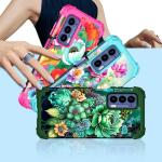LONTECT for Moto Edge 2021 Case, Floral Shockproof 3 in 1 Heavy Duty Hybrid Sturdy High Impact Protective Cover Case, Rose Flower Garden