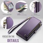 Defencase Compatible with Galaxy A16 5G Case Wallet with RFID Blocking Card Holder for Women and Men, PU Leather Magnetic Snap Flip Zipper Strap Wallet Phone Case for Samsung Galaxy A16/ 5G, Purple