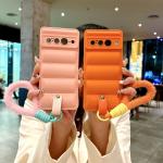 Fashion Down Jacket Lanyard Case for Google Pixel 8 7 6 Pro 7A 6A 5A 4A 3 4 XL 3AXL 3A Hand Wrist Strap Soft Shockproof Cover