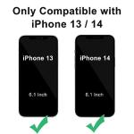 DEERLAMN Case for iPhone 13/iPhone 14 6.1-Inch with Slide Camera Cover+Screen Protector(2 Packs),Rotated Ring Kickstand Military Grade Shockproof Protective Cover-Black