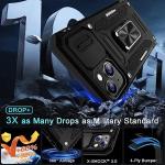 DEERLAMN Case for iPhone 13/iPhone 14 6.1-Inch with Slide Camera Cover+Screen Protector(2 Packs),Rotated Ring Kickstand Military Grade Shockproof Protective Cover-Black