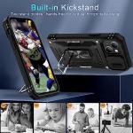 DEERLAMN Case for iPhone 13/iPhone 14 6.1-Inch with Slide Camera Cover+Screen Protector(2 Packs),Rotated Ring Kickstand Military Grade Shockproof Protective Cover-Black