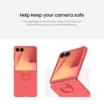 Samsung Galaxy Z Flip7 Official Ring Phone Case Silicone, Easy to Carry, Soft, Sleek, US Version, Coral Red