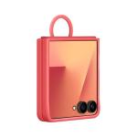 Samsung Galaxy Z Flip7 Official Ring Phone Case Silicone, Easy to Carry, Soft, Sleek, US Version, Coral Red