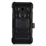 Eaglecell - Compatible with LG G8 ThinQ - Hybrid Armor Phone Case w/Stand/Belt Clip Holster - CV1 Black