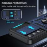 LeYi for Motorola Edge-5G UW 2021 Phone Case: Moto Edge 2021 Case with Slide Camera Cover Glass Screen Protector Accessories, Full Body Hard PC and TPU Shockproof Unlocked Cover para Ring Stand, Blue