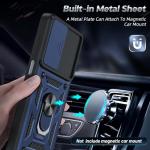 LeYi for Motorola Edge-5G UW 2021 Phone Case: Moto Edge 2021 Case with Slide Camera Cover Glass Screen Protector Accessories, Full Body Hard PC and TPU Shockproof Unlocked Cover para Ring Stand, Blue