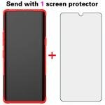 Phone Case for LG Velvet 5G/LGVelvet Verizon G5 UW T-mobile 2020 with Tempered Glass Screen Protector Cover and Stand Kickstand Hard Rugged Hybrid Cell Accessories LM G900UM 4G Tmobile Cases Black Red