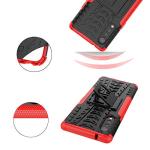 Phone Case for LG Velvet 5G/LGVelvet Verizon G5 UW T-mobile 2020 with Tempered Glass Screen Protector Cover and Stand Kickstand Hard Rugged Hybrid Cell Accessories LM G900UM 4G Tmobile Cases Black Red