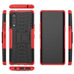 Phone Case for LG Velvet 5G/LGVelvet Verizon G5 UW T-mobile 2020 with Tempered Glass Screen Protector Cover and Stand Kickstand Hard Rugged Hybrid Cell Accessories LM G900UM 4G Tmobile Cases Black Red