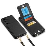 Vofolen for Samsung Galaxy S25 FE Case with Card Holder Crossbody Lanyard Strap Leather Wallet Case with Magnetic Clasp Kickstand Heavy Duty Protective Flip Cover for Galaxy S25FE for Women Black