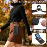 Vofolen for Samsung Galaxy S25 FE Case with Card Holder Crossbody Lanyard Strap Leather Wallet Case with Magnetic Clasp Kickstand Heavy Duty Protective Flip Cover for Galaxy S25FE for Women Black