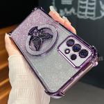 A 52 32 53 33 23 Glitter Butterfly Holder Plating Silicone Case For Samsung Galaxy A52 A32 A53 A33 A23 A13 A73 Shockproof Cover