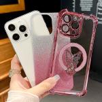 A 52 32 53 33 23 Glitter Butterfly Holder Plating Silicone Case For Samsung Galaxy A52 A32 A53 A33 A23 A13 A73 Shockproof Cover
