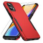 Warsia for Moto G 5G 2024 Case,with Screen Protector[Military Grade Drop Tested] Heavy-Duty Tough Rugged Shockproof Protective Case for Motorola G 5G 2024, Red