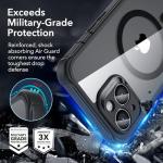 ESR for iPhone 15 Case, Compatible with MagSafe, Full-Body Military-Grade Drop Proof Case with Built-in 9H+ Tempered Glass Screen Protector, Armor Series, Clear Black