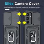 Janmitta Compatible with Samsung Galaxy S25 FE Case Built in Slide Camera Lens Cover+Screen Protector+Finger Ring Holder Kickstand,Heavy Duty Shockproof Full Body Phone Cover,2025 Black