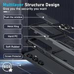 Janmitta Compatible with Samsung Galaxy S25 FE Case Built in Slide Camera Lens Cover+Screen Protector+Finger Ring Holder Kickstand,Heavy Duty Shockproof Full Body Phone Cover,2025 Black