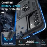 Janmitta Compatible with Samsung Galaxy S25 FE Case Built in Slide Camera Lens Cover+Screen Protector+Finger Ring Holder Kickstand,Heavy Duty Shockproof Full Body Phone Cover,2025 Black