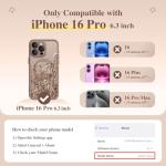GVIEWIN for iPhone 16 Pro Case Compatible with MagSafe, [Military Grade Protection] [Screen Protector] Full Camera Protection Floral Translucent Women Magnetic Phone Case, Floratopia/Brown
