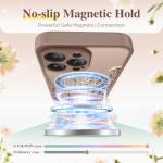 GVIEWIN for iPhone 16 Pro Case Compatible with MagSafe, [Military Grade Protection] [Screen Protector] Full Camera Protection Floral Translucent Women Magnetic Phone Case, Floratopia/Brown