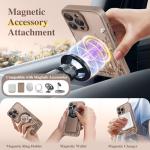 GVIEWIN for iPhone 16 Pro Case Compatible with MagSafe, [Military Grade Protection] [Screen Protector] Full Camera Protection Floral Translucent Women Magnetic Phone Case, Floratopia/Brown