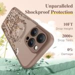 GVIEWIN for iPhone 16 Pro Case Compatible with MagSafe, [Military Grade Protection] [Screen Protector] Full Camera Protection Floral Translucent Women Magnetic Phone Case, Floratopia/Brown