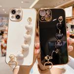 Love Heart Bracelet Plating Case On For IPhone 16 Pro Max 12 11 13 Mini 14 15 Plus X Xs Xr 16pro 16plus 15pro Luxury Chain Cover