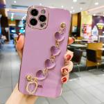 Love Heart Bracelet Plating Case On For IPhone 16 Pro Max 12 11 13 Mini 14 15 Plus X Xs Xr 16pro 16plus 15pro Luxury Chain Cover