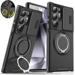 Case For Samsung Galaxy S25 S24 S23 S22 S21 Ultra Plus S24FE S23FE Slide Camera Protect Magnetic holder Armor Shockproof Cover