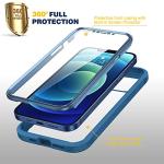 Diaclara Designed for iPhone 12/12 Pro Case, Full Body Rugged with Built-in Touch Sensitive Anti-Scratch Screen Protector, Soft TPU Bumper Case for iPhone 12/12 Pro 6.1" (Blue)
