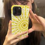 Bohemian Sunburst Pattern Yellow Vibrant Aesthetic Phone Case for iPhone 17 16 15 14 11 12 13 Pro Max Air Plus Back Cover