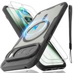 for Google Pixel 10 Pro Case with Magsafe Magnetic Slim Shockproof Protective Case,Translucent Matte Back with Lanyard Strap and 2 * 9H Tempered Glass Screen Protector Phone Cover 6.3-inch-Black