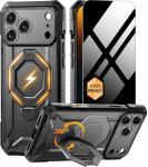 TONGATE for iPhone 17 Pro Max Case with 360° Spin Magnetic Stand, [Compatible with MagSafe][Military-Grade Protection] with Privacy Screen Protector & Camera Control Cover for iPhone 17 ProMax, Black