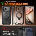 TONGATE for iPhone 17 Pro Max Case with 360° Spin Magnetic Stand, [Compatible with MagSafe][Military-Grade Protection] with Privacy Screen Protector & Camera Control Cover for iPhone 17 ProMax, Black