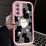 Cute Couple Cat Case for Samsung Galaxy S25 S23 S24 Ultra S22 S21 Plus FE 5G A54 A34 A14 A73 A53 A33 5G Soft Silicone Back Cover