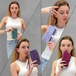 Lacass Case Wallet for Motorola Moto G 2025, [12 Card Slots] ID Credit Cash Holder Zipper Pocket Detachable Leather Wallet Cover with Wrist Strap Lanyard（Floral Wine Red）