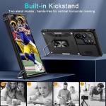 DEERLAMN Case for Samsung Galaxy S24 Ultra with Slide Camera Cover+Screen Protector (1 Pack), Rotated Ring Kickstand Military Grade Shockproof Protective Cover-Black