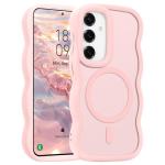 Pepmune for Samsung Galaxy A16/A16 5G Case, Curly Wavy Frame Hard Translucent Clear Bumper Cover for Women Men Compatible with Magsafe Shockproof TPU Phone Case for Samsung Galaxy A16 5G/A16, Pink