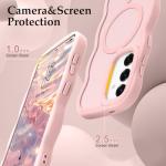 Pepmune for Samsung Galaxy A16/A16 5G Case, Curly Wavy Frame Hard Translucent Clear Bumper Cover for Women Men Compatible with Magsafe Shockproof TPU Phone Case for Samsung Galaxy A16 5G/A16, Pink