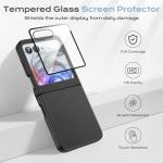 Tccvayar for Motorola Razr 2025/2024 Case with Screen Protector, Hinge Protection [Support Wireless Charging], Soft TPU & Hard PC Dual-Layer Slim Cover, Anti-Scratch for Moto Razr 2025/2024,Black