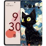 Artistic Black Cat Starry Night Phone Case For Google Pixel 9 8 7 6 Pro XL 8A 7A 6A TPU Shell Soft Shockproof Black Cover