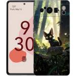 Artistic Black Cat Starry Night Phone Case For Google Pixel 9 8 7 6 Pro XL 8A 7A 6A TPU Shell Soft Shockproof Black Cover