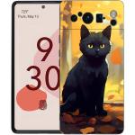 Artistic Black Cat Starry Night Phone Case For Google Pixel 9 8 7 6 Pro XL 8A 7A 6A TPU Shell Soft Shockproof Black Cover
