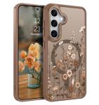 DOMAVER for Samsung Galaxy S25/ Galaxy S24 Case, Magnetic Phone Case for Samsung S25/S24 [Compatible with MagSafe] Slim Fit Flowers Floral Design Shockproof Protective Cover Women Girls Cover- Brown