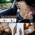 DOMAVER for Samsung Galaxy S25/ Galaxy S24 Case, Magnetic Phone Case for Samsung S25/S24 [Compatible with MagSafe] Slim Fit Flowers Floral Design Shockproof Protective Cover Women Girls Cover- Brown